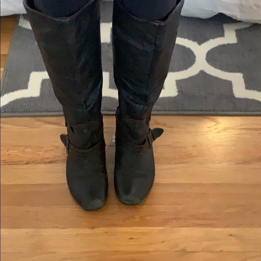 Black Leather Moto Boots
